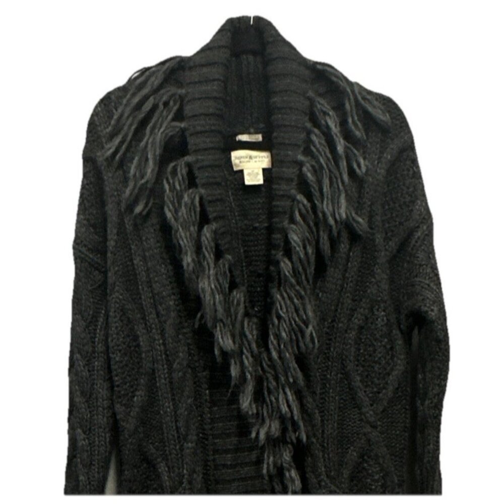 Denim & Supply Ralph Lauren Long Chunky Cable Knit Fringe Cardigan Alpaca Small - Picture 3 of 13